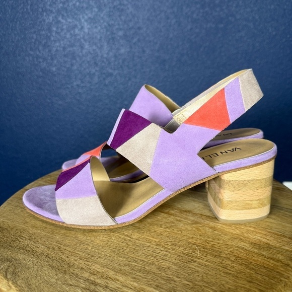 Vaneli Purple and Melon Color Block Heeled Sandals, Size 10 WIDE - Picture 3 of 6